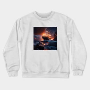 Vintage Ship Vulcano Magma Ocean Crewneck Sweatshirt